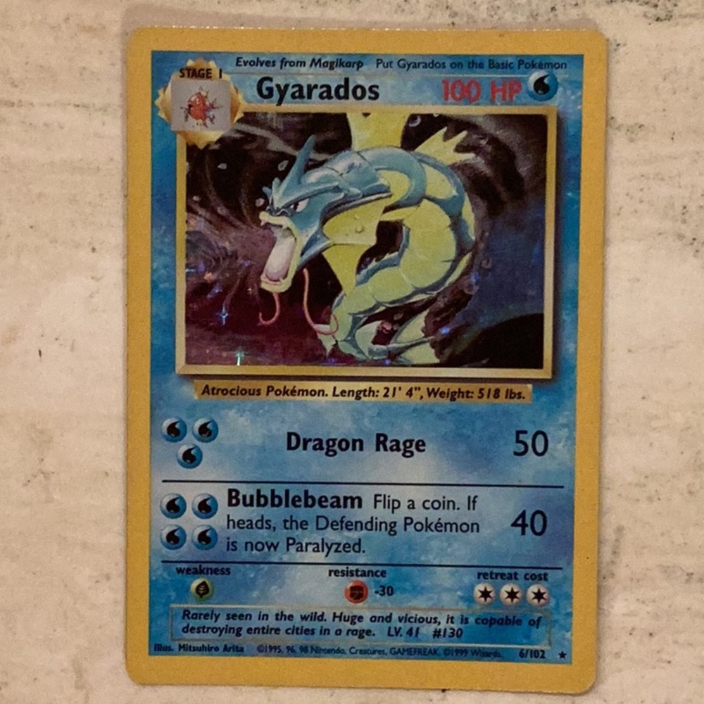 Pokemon Gyarados 1999 Holo 6/102 Base Set Card TCG #6